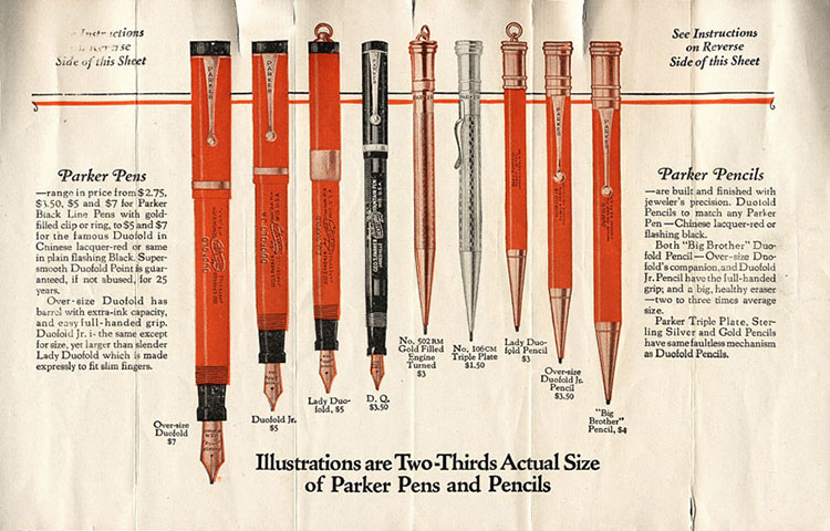 ручки паркер 1920х годов