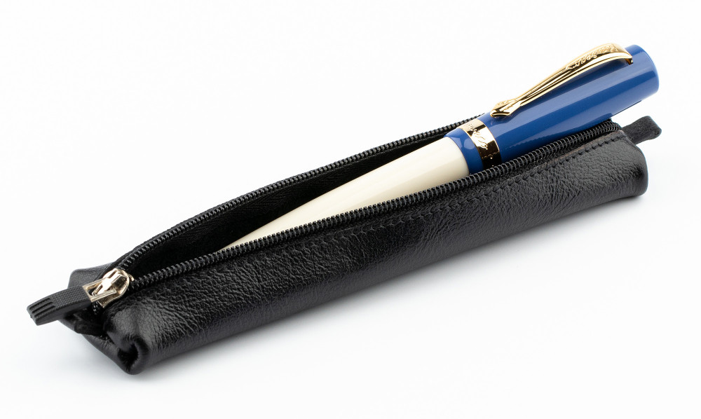 Кожаный чехол для ручки Handmade на молнии черный, артикул h12401-black. Фото 3