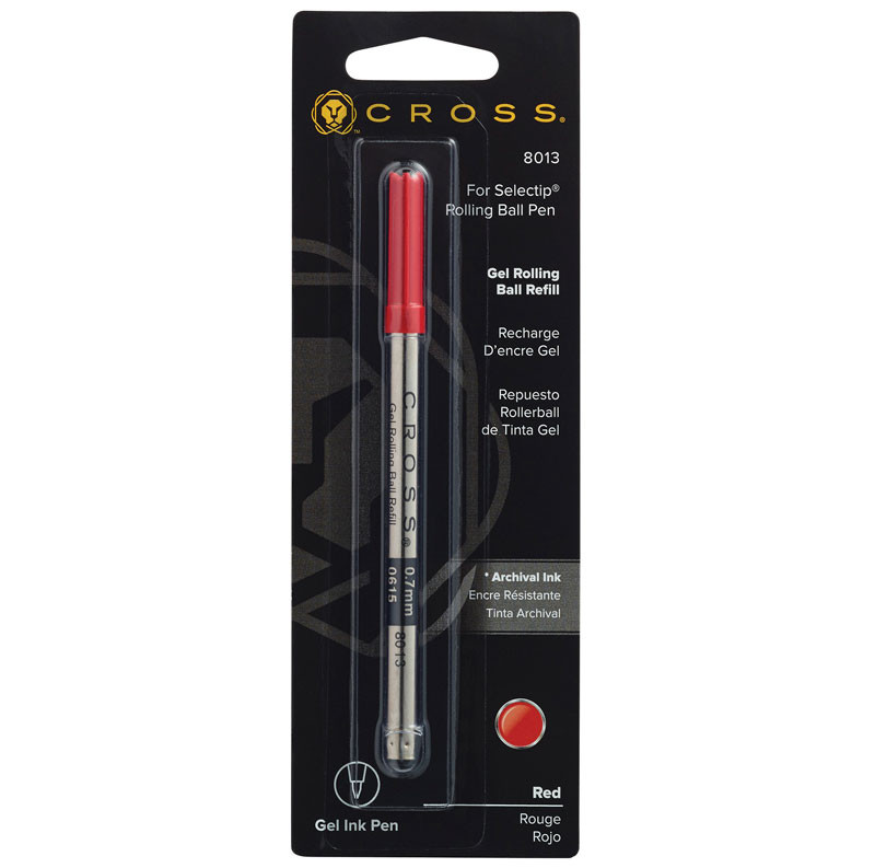 Стержень гелевый стандартный для ручки-роллера Cross красный M (средний), артикул 8013. Фото 1