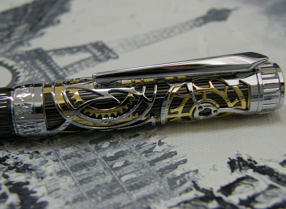 Шариковая ручка Pierre Cardin L'Esprit темно-серый лак гравировка позолота хром, артикул PC6603BP. Фото 5