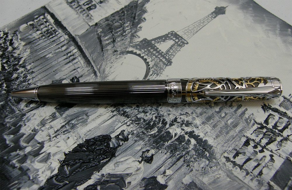 Шариковая ручка Pierre Cardin L'Esprit темно-серый лак гравировка позолота хром, артикул PC6603BP. Фото 7