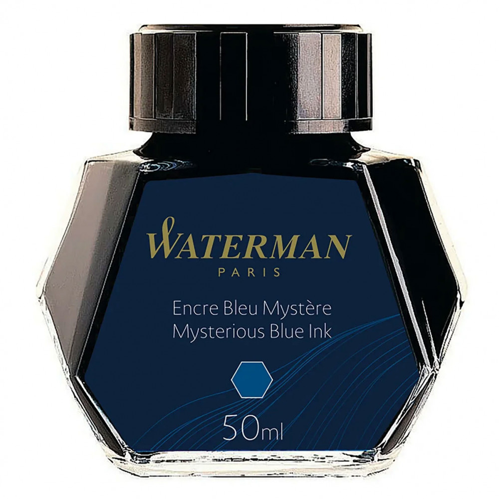 Флакон с чернилами для перьевой ручки Waterman Mysterious Blue темно-синий, артикул S0110790. Фото 2
