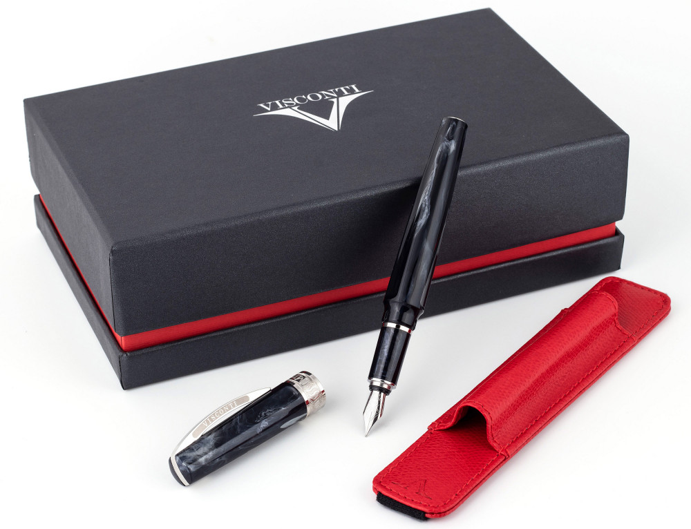 Подарочный набор: перьевая ручка Visconti Mirage Black + кожаный чехол, артикул KP09-07-FPEF. Фото 1