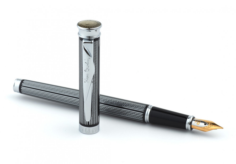 Перьевая ручка Pierre Cardin Tresor гравировка черный лак хром, артикул PC1001FP-03. Фото 2