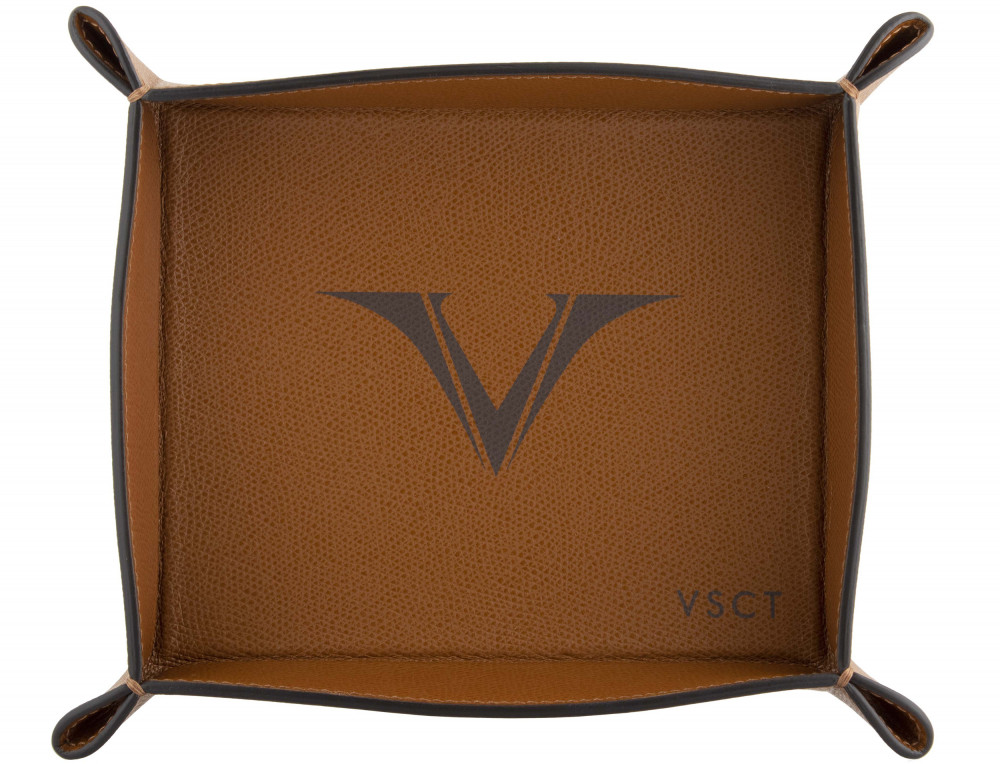 Кожаный лоток для аксессуаров Visconti VSCT коньяк, артикул KL12-04. Фото 2