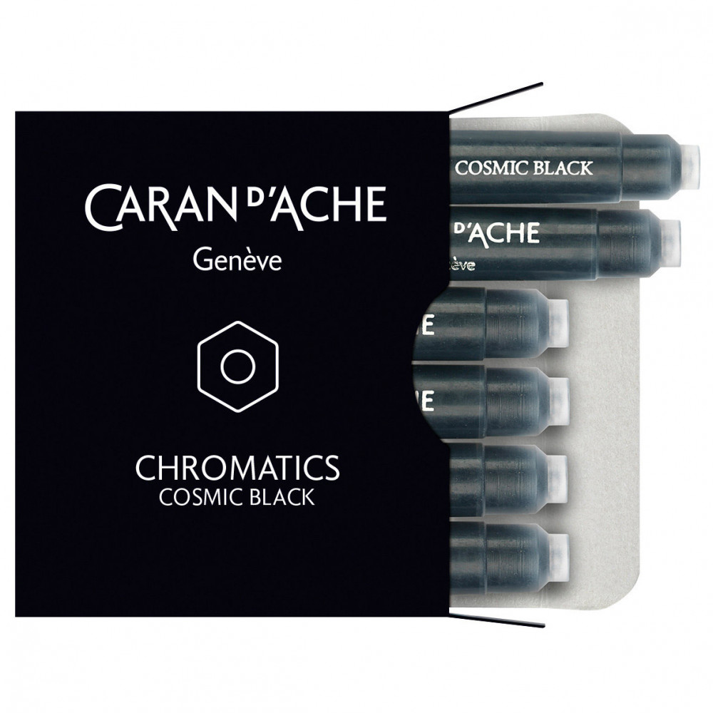 Картриджи Caran d'Ache Chromatics Cosmic Black для перьевых ручек, артикул 8021.009. Фото 1