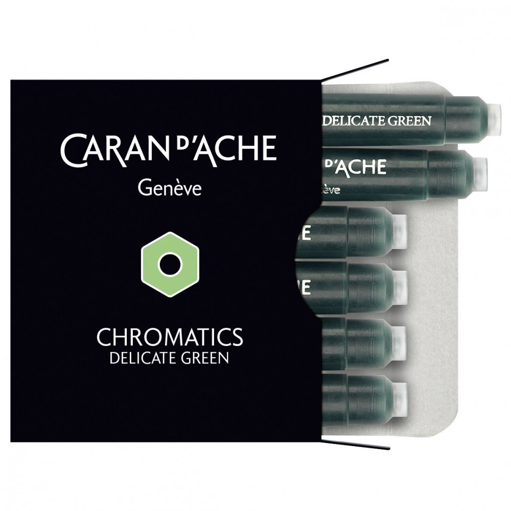 Картриджи Caran d'Ache Chromatics Delicate Green для перьевых ручек, артикул 8021.221. Фото 1