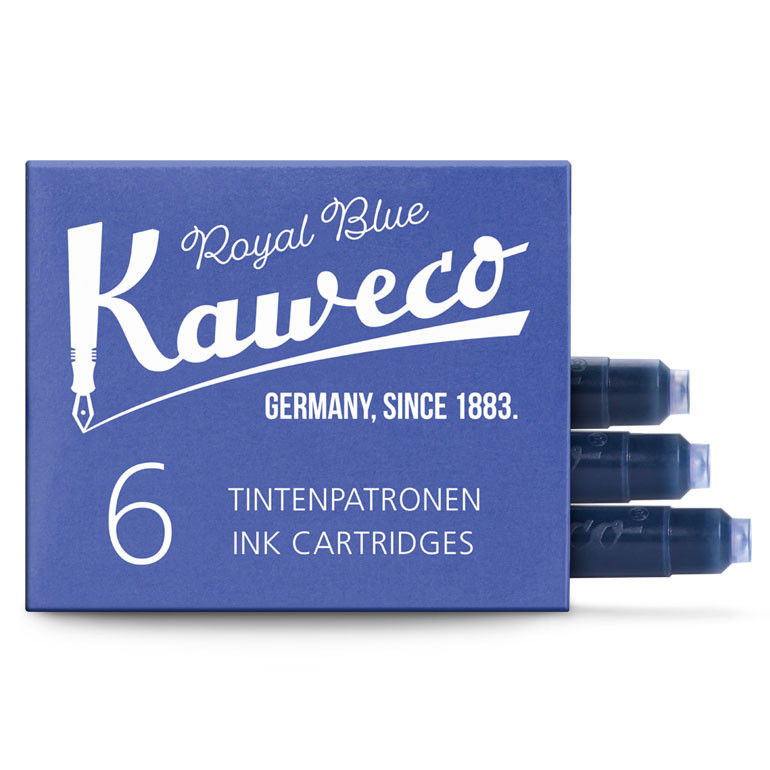 Картриджи с чернилами (6 шт) для перьевой ручки Kaweco Royal Blue, артикул 10000256. Фото 1