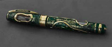 ручка Висконти Сальвадор Дали серебро 925 пробы зеленая эмаль позолота