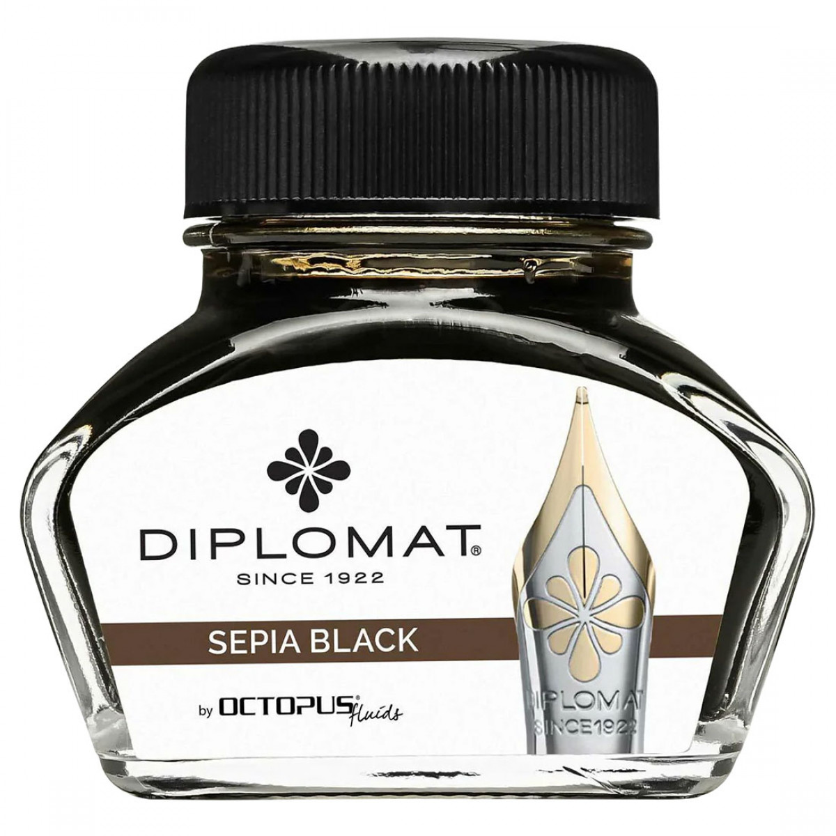 Флакон с чернилами Diplomat Octopus Sepia Black 30 мл, артикул D41001001. Фото 1