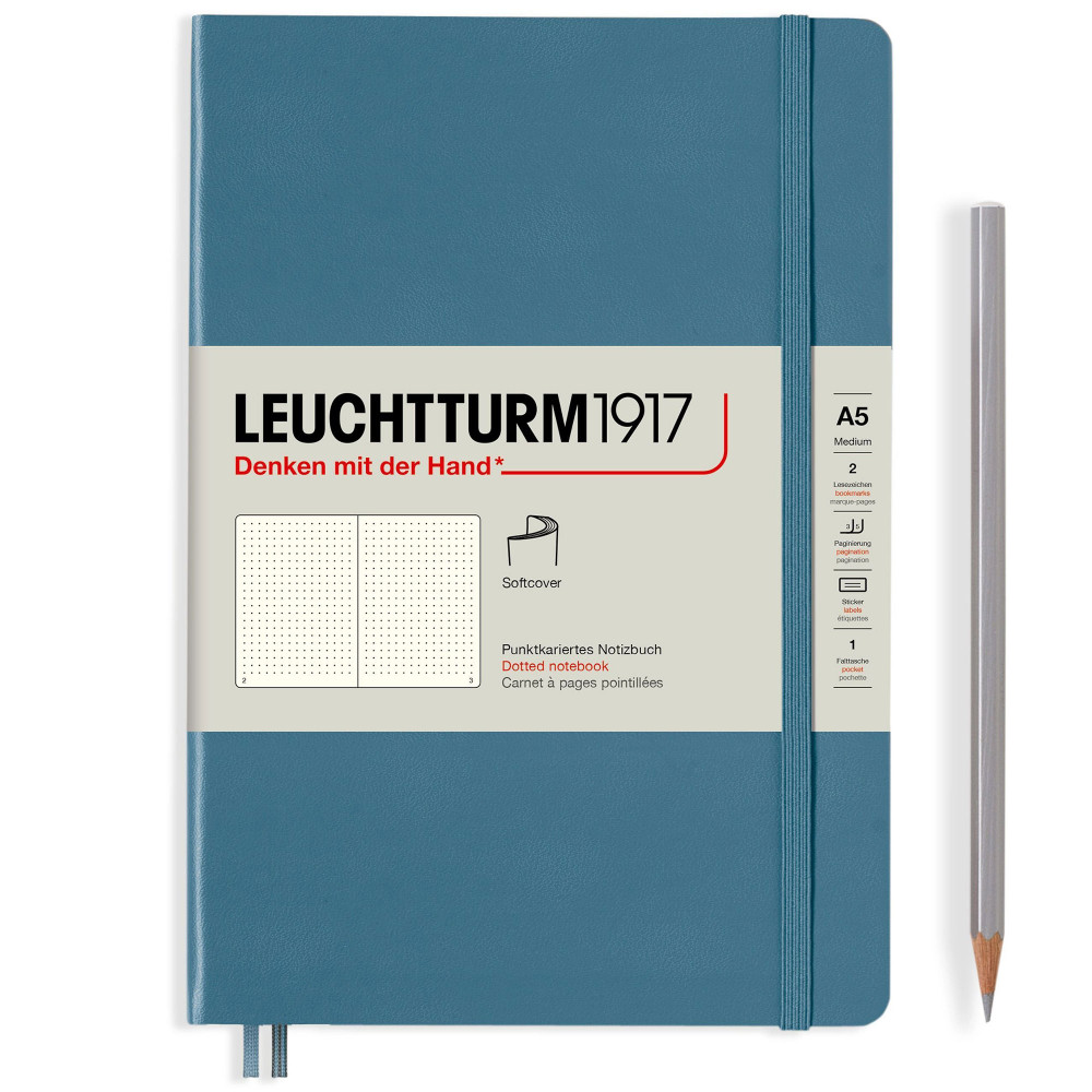 Записная книжка Leuchtturm Rising Colours A5 Stone Blue мягкая обложка 123 стр, артикул 363399. Фото 2