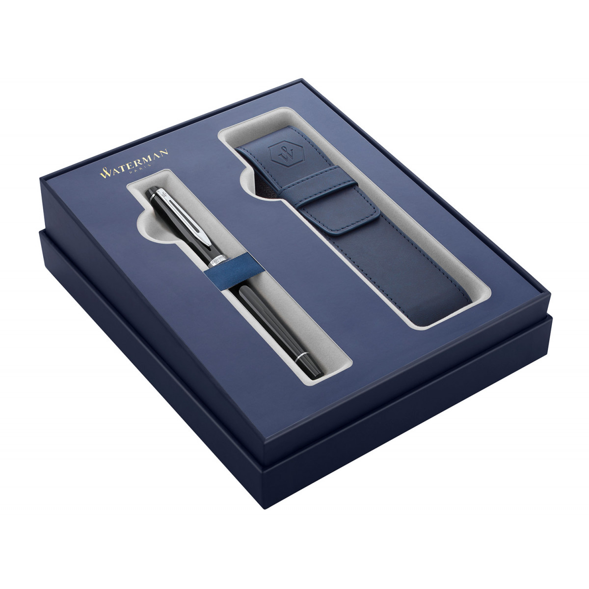 Подарочный набор Waterman 2020: перьевая ручка Expert Black Lacque CT перо M + чехол для ручки, 2122197 Подарочный набор Waterman 2020: перьевая ручка Expert Black Lacque CT перо M + чехол для ручки, артикул 2122197. Фото 1
