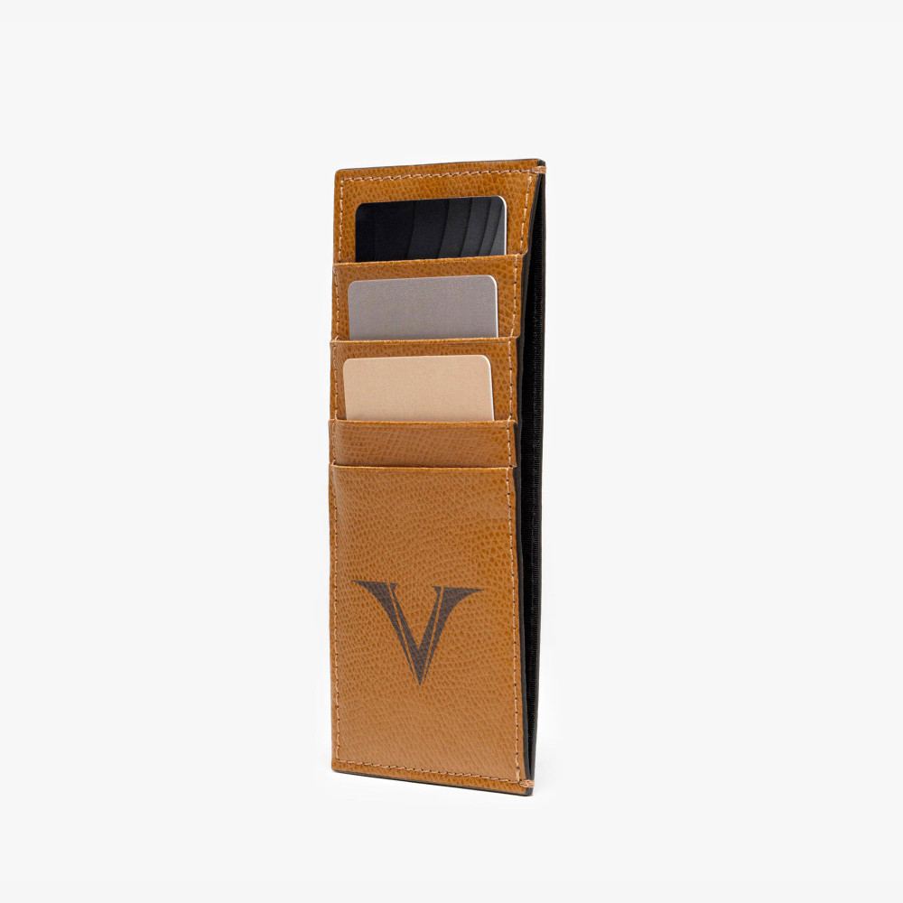 Держатель для кредитных карт кожаный Visconti VSCT коньяк, артикул KL04-04. Фото 4