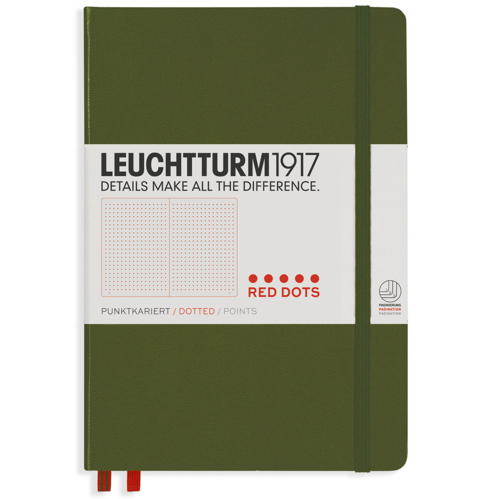 Записная книжка Leuchtturm Special Edition Red Dots A5 Army (в точку), артикул 357697. Фото 1