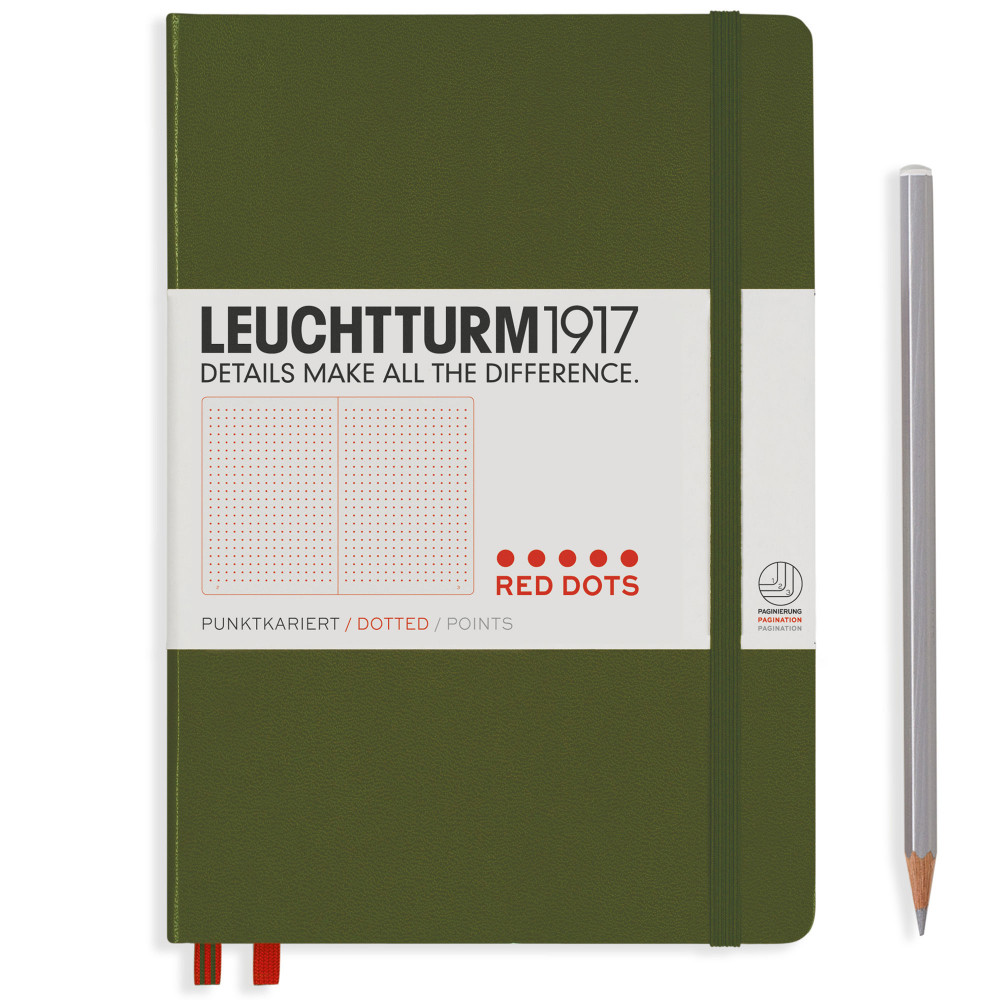 Записная книжка Leuchtturm Special Edition Red Dots A5 Army (в точку), артикул 357697. Фото 2