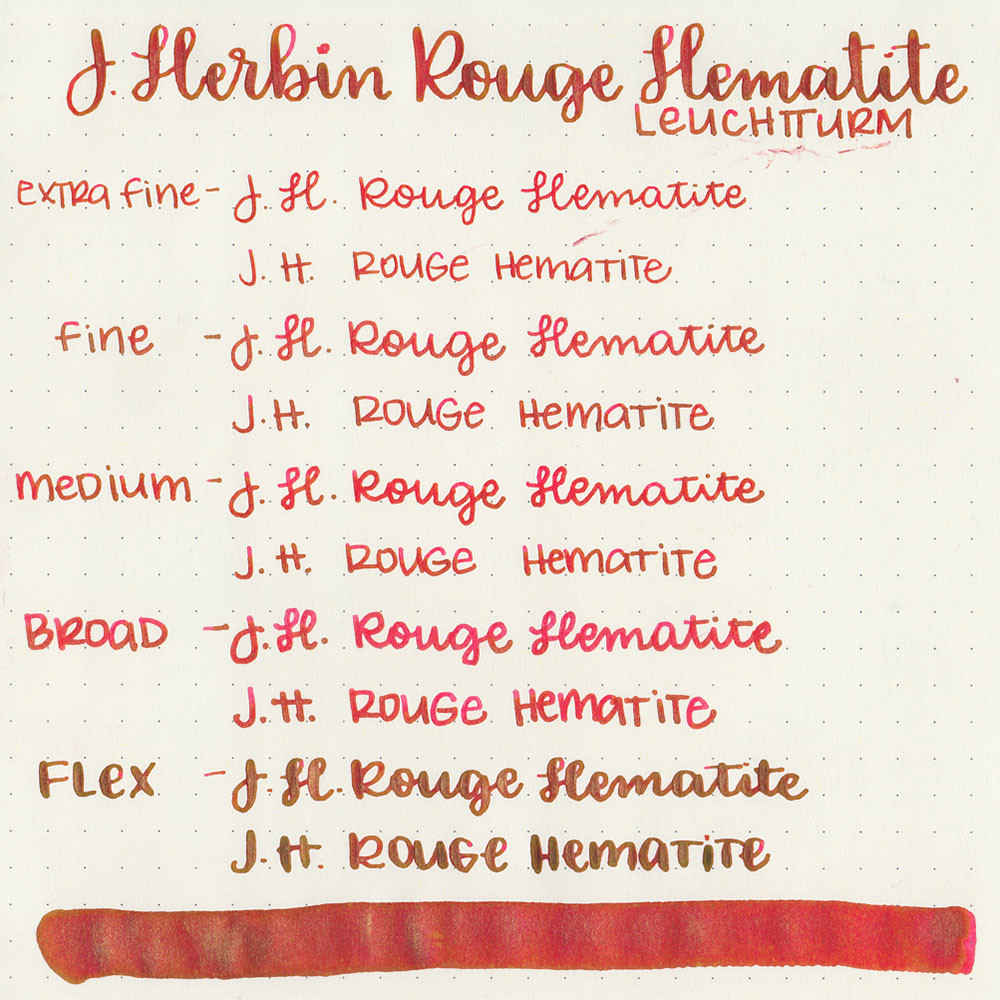 Чернила J. Herbin 1670 Rouge Hematite 50 мл (красный с золотыми блестками), артикул 15026JT-1. Фото 3