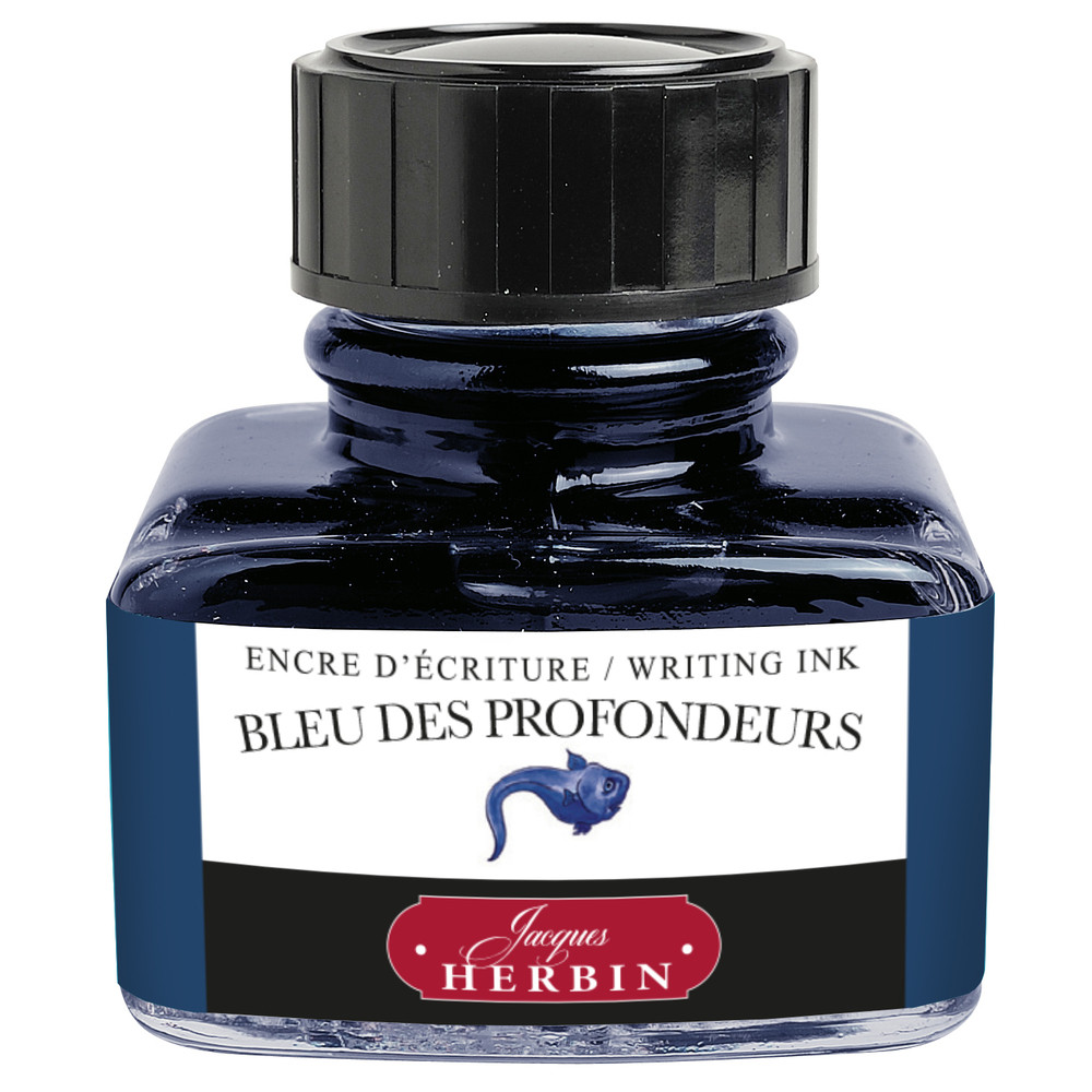 Флакон с чернилами Herbin Bleu des profondeurs (сине-черный) 30 мл, артикул 13018T. Фото 4