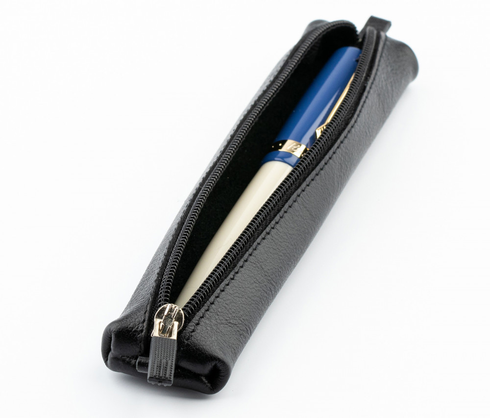 Кожаный чехол для ручки Handmade на молнии черный, артикул h12401-black. Фото 4