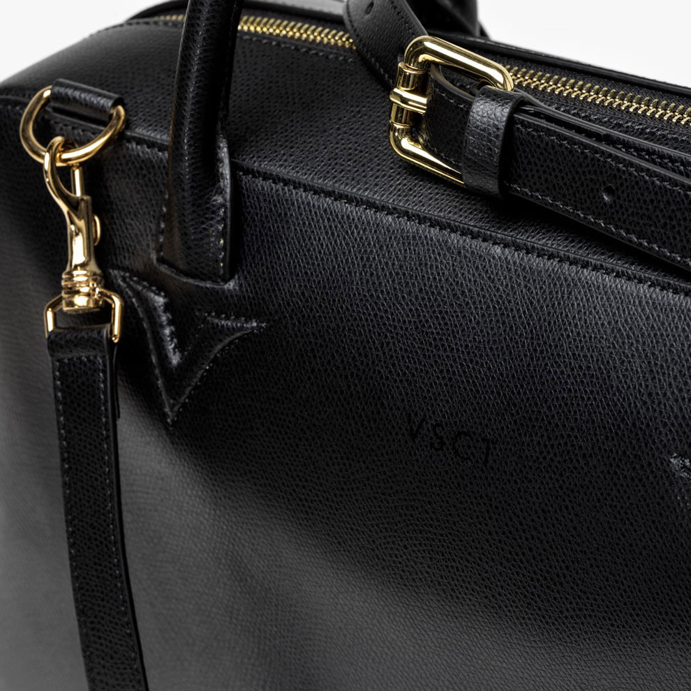 Кожаная сумка с отделением для ноутбука 13'' VSCT Visconti черная, артикул KL13-01. Фото 3