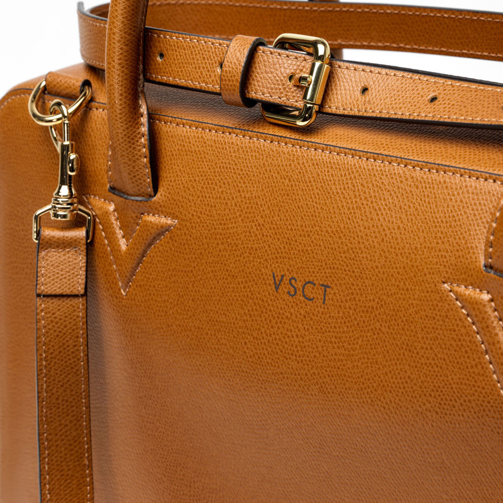 Кожаная сумка с отделением для ноутбука 13'' VSCT Visconti коньяк, артикул KL13-04. Фото 3