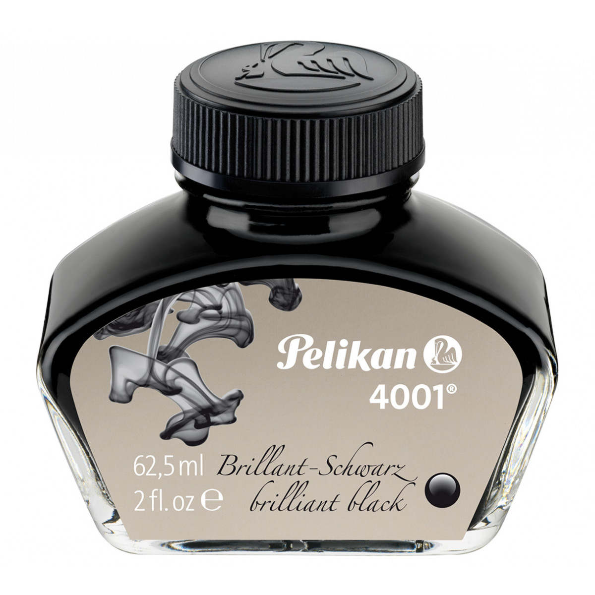 Флакон с чернилами Pelikan 4001 Brilliant Black для перьевой ручки 62,5 мл черный, 329144 Флакон с чернилами Pelikan 4001 Brilliant Black для перьевой ручки 62,5 мл черный, артикул 329144. Фото 1