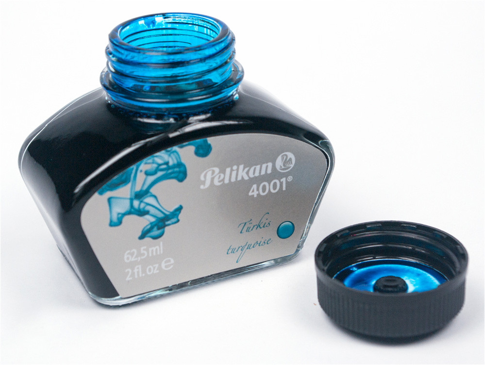 Флакон с чернилами Pelikan 4001 Turquoise для перьевой ручки 62,5 мл бирюзовый, артикул 329201. Фото 3