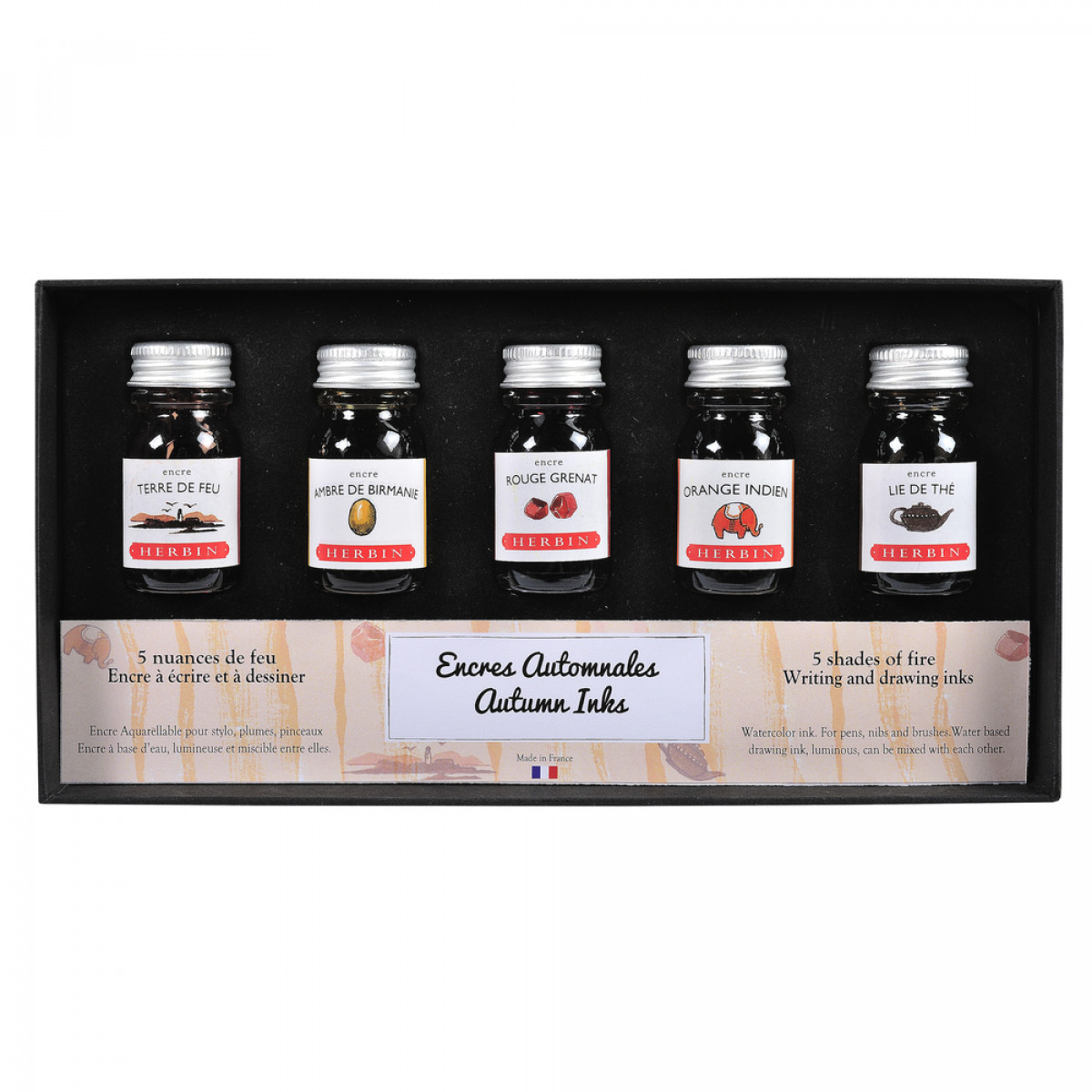 Подарочный набор с чернилами Herbin Autumn (5 флаконов), артикул 18503T. Фото 1