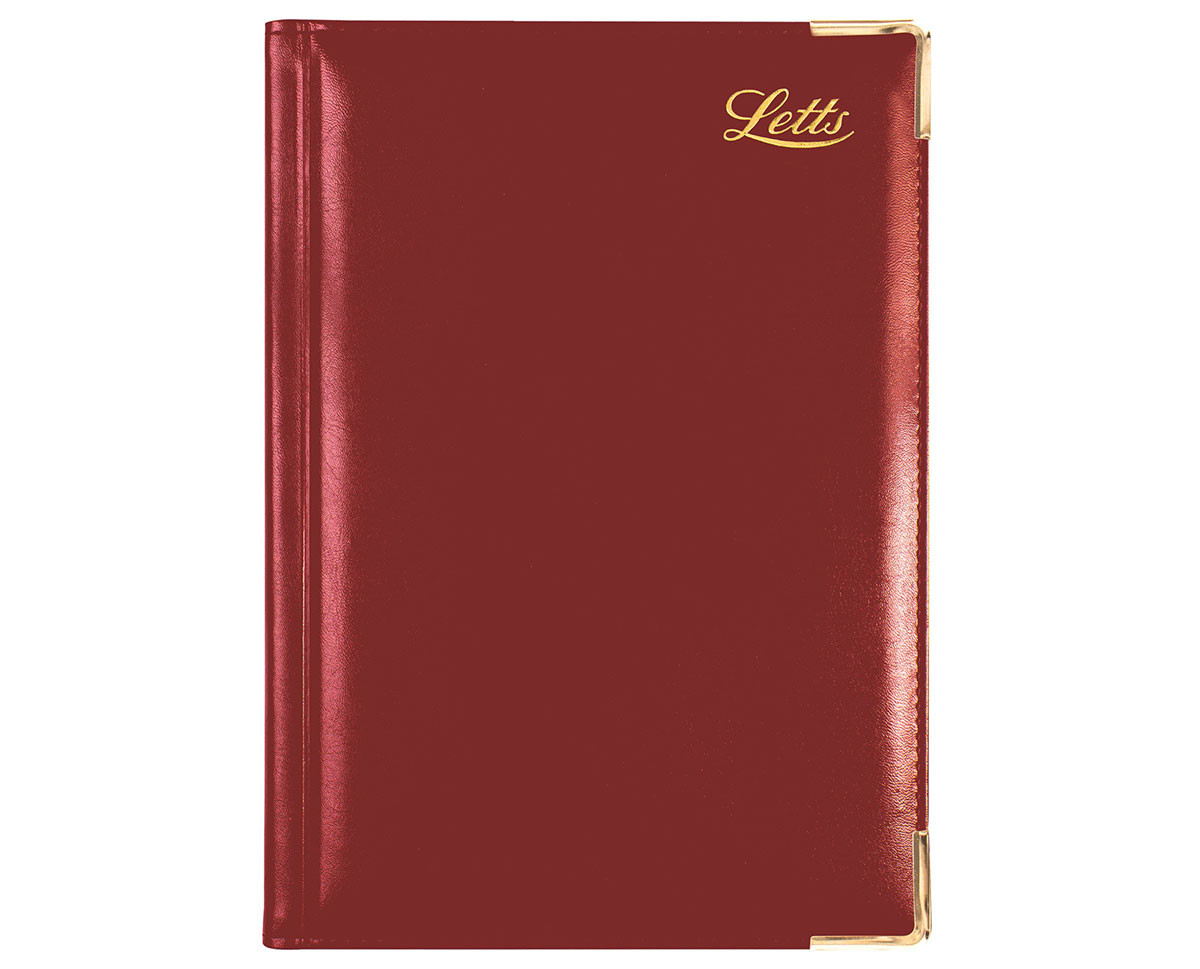 Ежедневник недатированный с металлическими уголками Letts Lexicon A5 искусственная кожа бургунди, артикул 822950. Фото 1