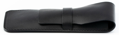 Кожаный чехол для двух ручек без перегородки Handmade черный