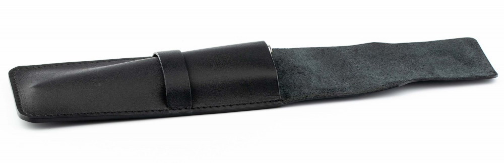 Кожаный чехол для двух ручек без перегородки Handmade черный, артикул H22-00721. Фото 5