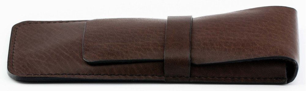 Кожаный чехол для двух ручек без перегородки Handmade коричневый, артикул H22-00722. Фото 1