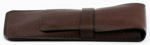 Кожаный чехол для двух ручек без перегородки Handmade коричневый