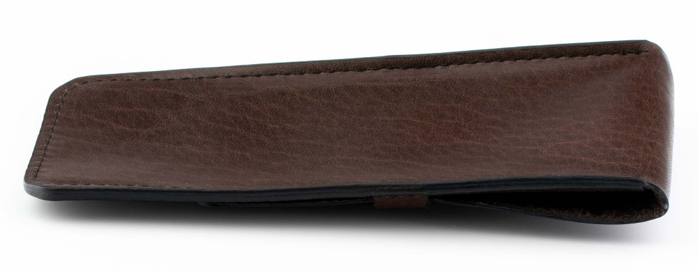 Кожаный чехол для двух ручек без перегородки Handmade коричневый, артикул H22-00722. Фото 7