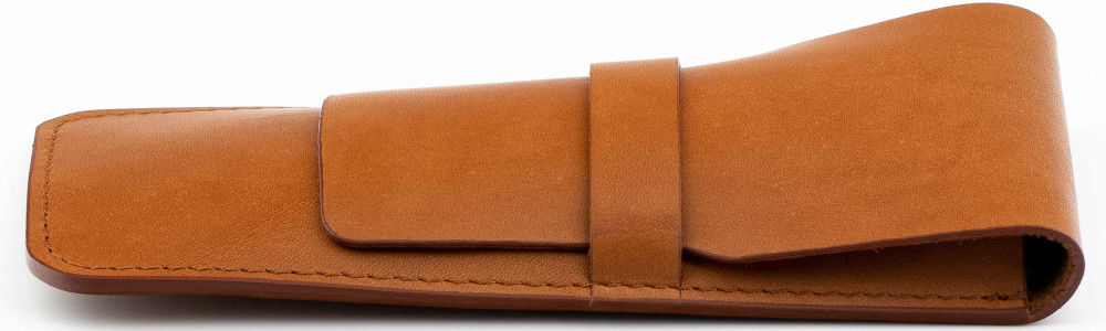Кожаный чехол для двух ручек без перегородки Handmade оранжевый, артикул H22-00723. Фото 1
