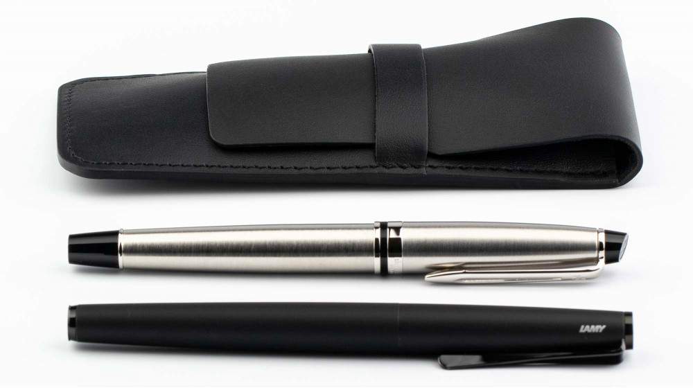 Кожаный чехол для двух ручек с перегородкой Handmade черный, артикул H22-00731. Фото 2