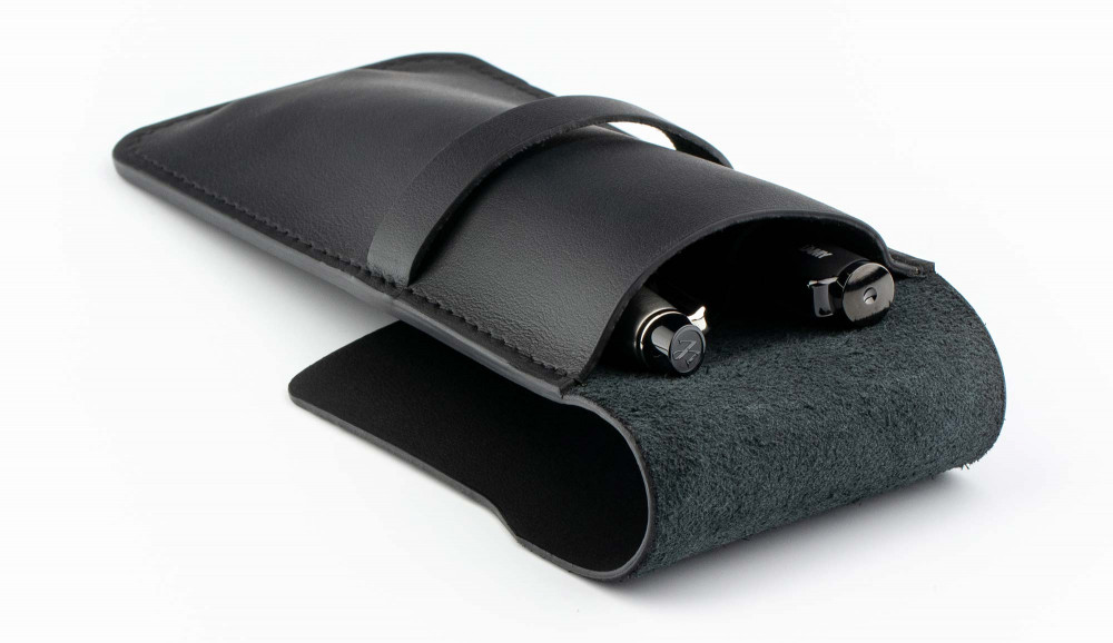 Кожаный чехол для двух ручек с перегородкой Handmade черный, артикул H22-00731. Фото 4