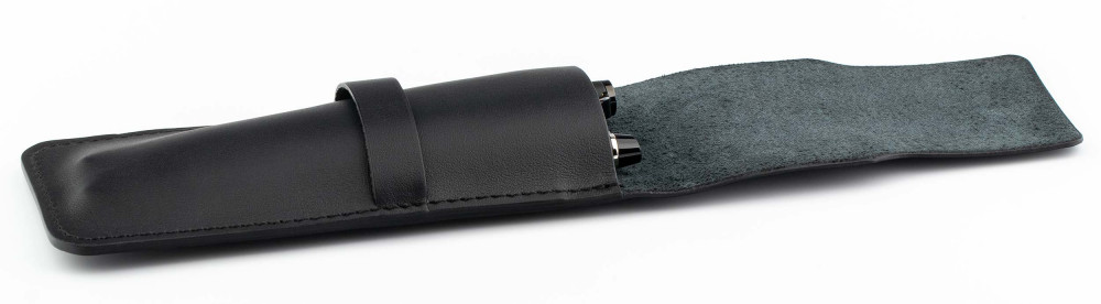 Кожаный чехол для двух ручек с перегородкой Handmade черный, артикул H22-00731. Фото 5