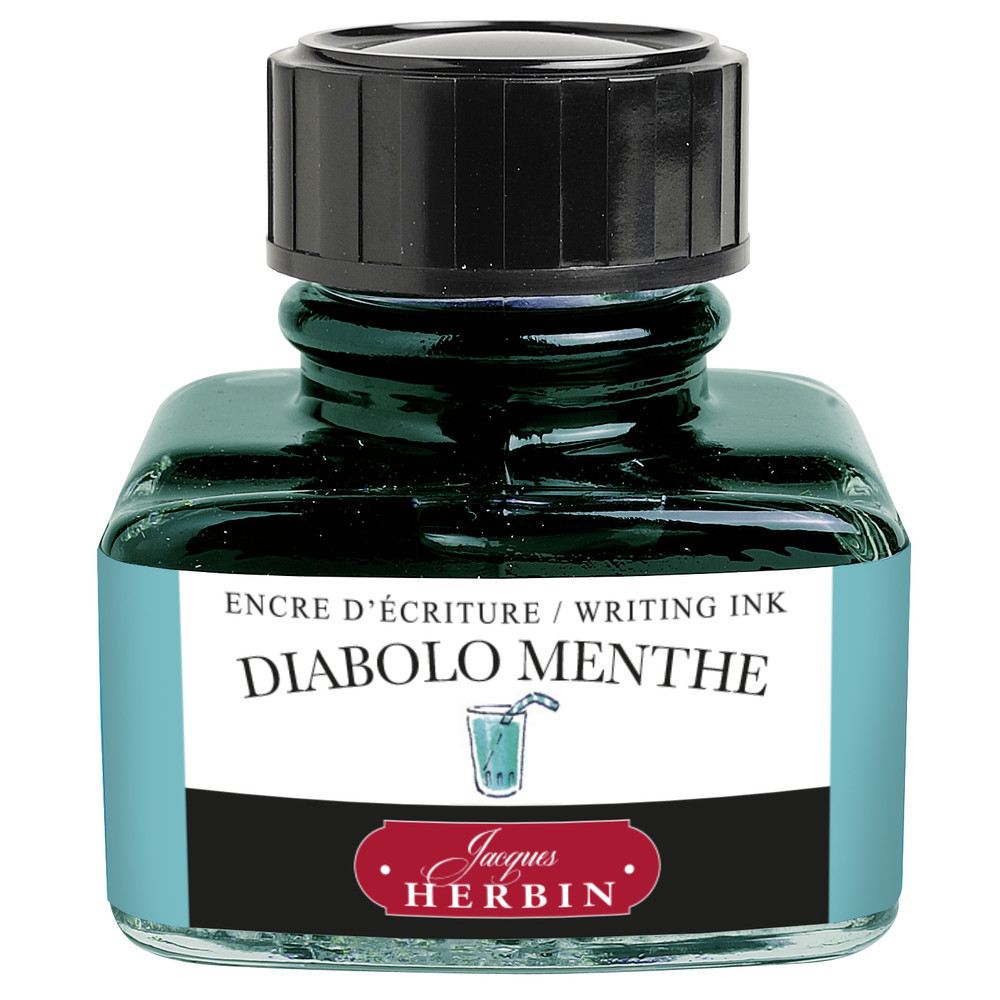 Флакон с чернилами Herbin Diabolo menthe (небесно-голубой) 30 мл, артикул 13033T. Фото 4