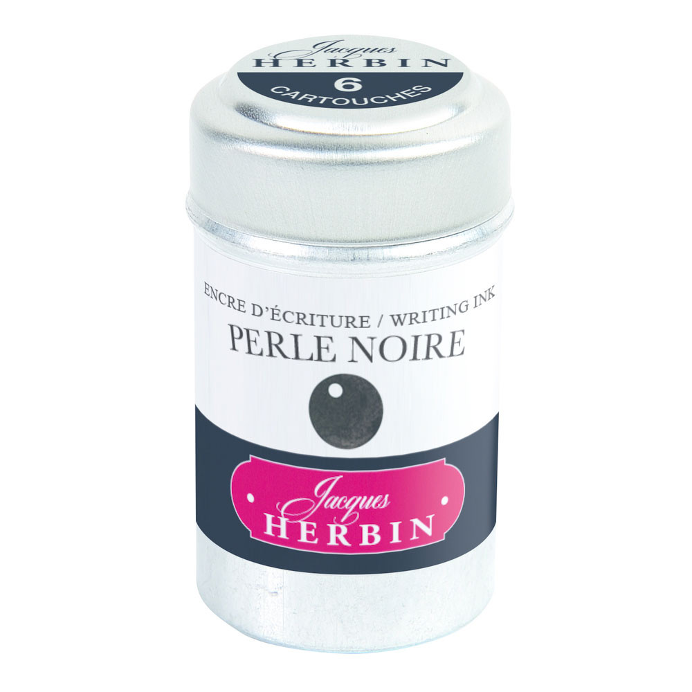Картриджи с чернилами (6 шт) для перьевой ручки Herbin Perle noire (черный), артикул 20109T. Фото 1
