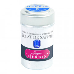 Картриджи с чернилами (6 шт) для перьевой ручки Herbin Eclat de saphir (синий сапфир)