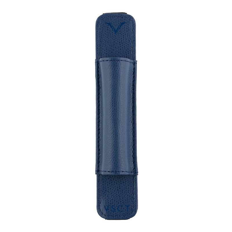 Кожаный чехол для ручки Visconti VSCT с резинкой на блокнот синий, артикул KL05-02. Фото 6