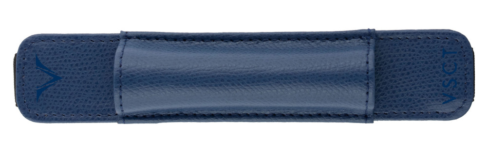 Кожаный чехол для ручки Visconti VSCT с резинкой на блокнот синий, артикул KL05-02. Фото 1