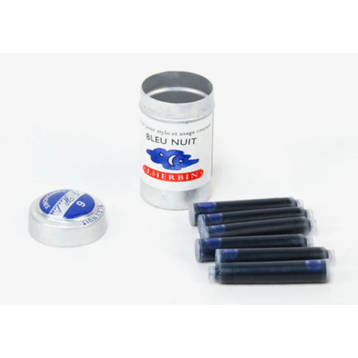 Картриджи с чернилами (6 шт) для перьевой ручки Herbin Bleu nuit (темно-синий), артикул 20119T. Фото 3