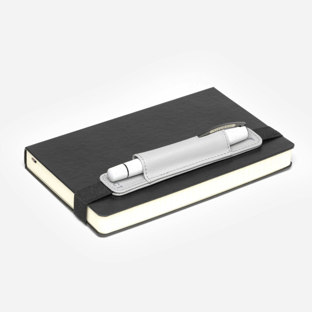 Кожаный чехол для ручки Visconti VSCT с резинкой на блокнот серый, артикул KL05-03. Фото 6