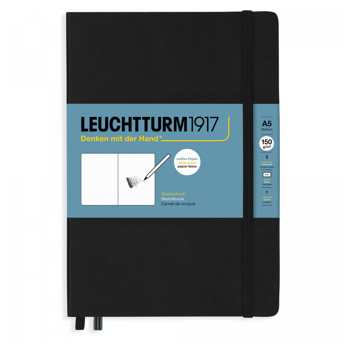 Скетчбук Leuchtturm Medium A5 Black твердая обложка, 362362 Скетчбук Leuchtturm Medium A5 Black твердая обложка, артикул 362362. Фото 1