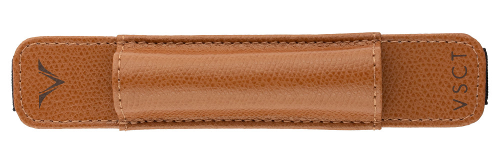 Кожаный чехол для ручки Visconti VSCT с резинкой на блокнот коньяк