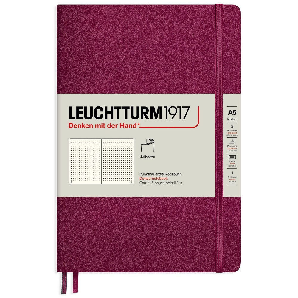 Записная книжка Leuchtturm Medium A5 Port Red мягкая обложка 123 стр, артикул 362844. Фото 1