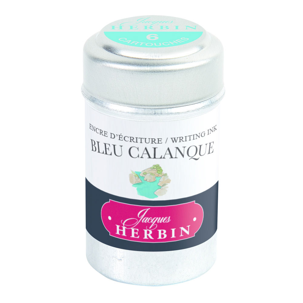 Картриджи с чернилами (6 шт) для перьевой ручки Herbin Bleu calanque (аквамарин), артикул 20114T. Фото 1