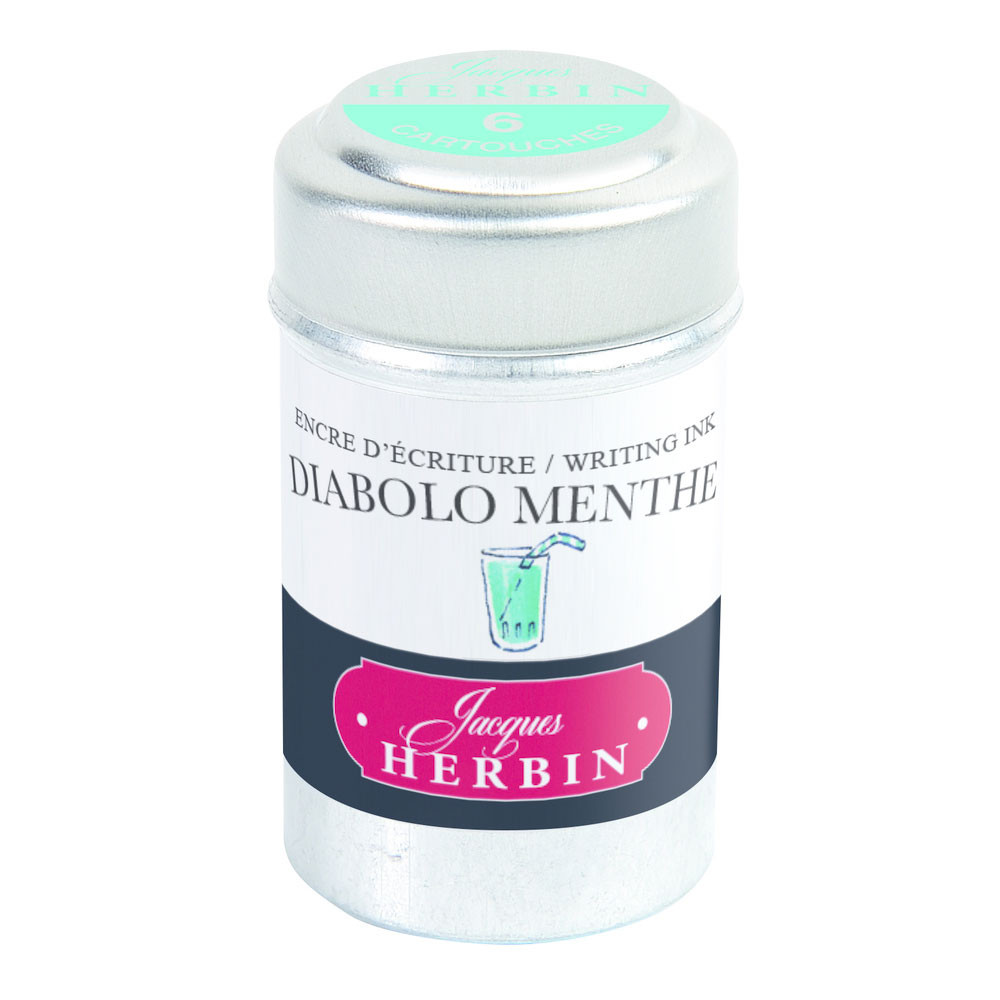 Картриджи с чернилами (6 шт) для перьевой ручки Herbin Diabolo menthe (небесно-голубой), артикул 20133T. Фото 1