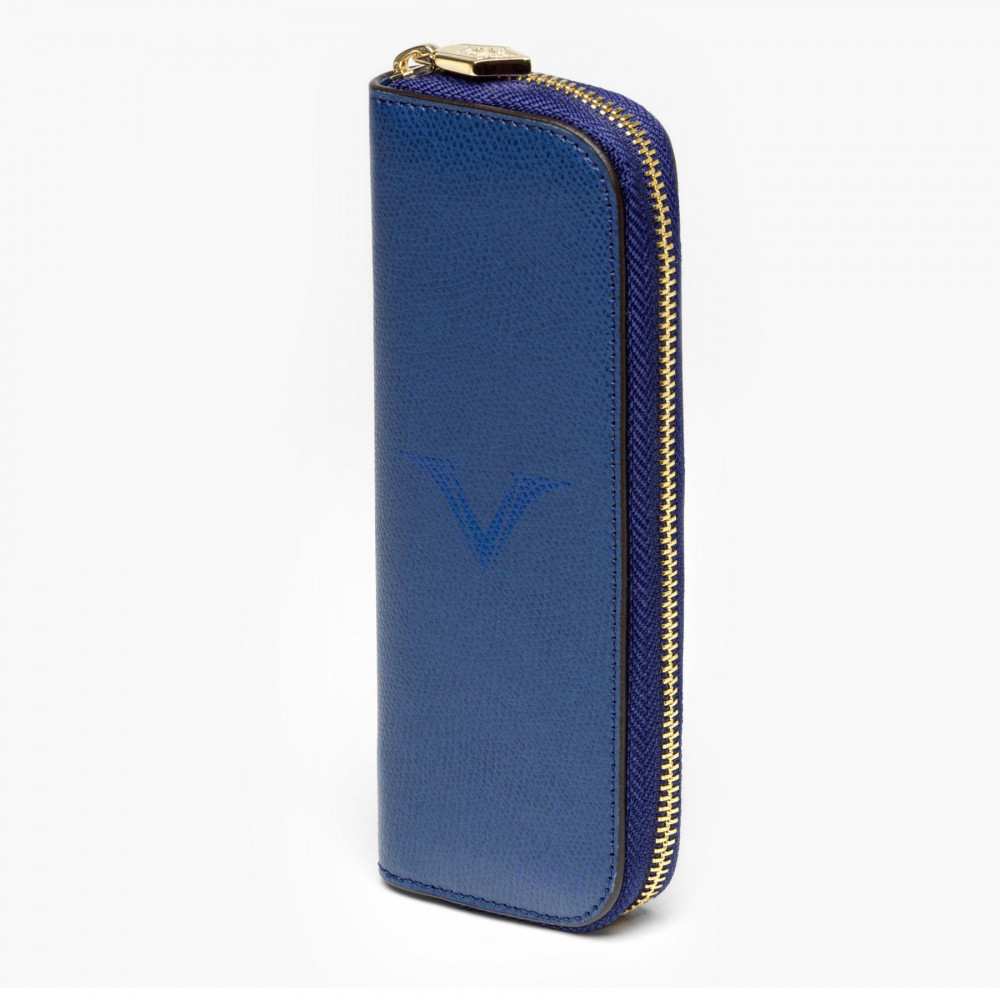 Кожаный чехол для двух ручек Visconti VSCT синий, артикул KL06-02. Фото 5